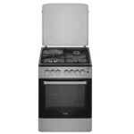 MIKA Standing Cooker, 60cm x 60cm, 3 Gas Pool Jet Burners + 1 RAPID Hot Plate, Button Ignition, 3 Function Electric Oven, Black Hob, Silver Body - Image 2