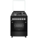 Mika 58by58 MST58U31E3BLEM 3 Gas Pool Jet Burners + 1 RAPID Hot Plate 3 Function Oven Matt Black