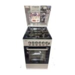 MIKA Standing Cooker, 50cm x 60cm, 4 Gas Pipe Burners, Button Ignition, Gas Oven 1 Burner, Full Black