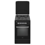 Mika MST5060P13EBL 4 Gas Pipe Burners Gas Oven 1 Burner Full Black