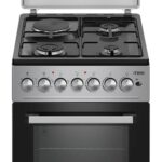 Mika MST5060P31ESL 3 Gas Pipe Burners + 1 RAPID Hot Plate 3 Function Oven Black Hob Silver Body