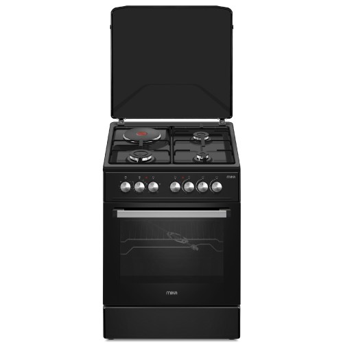 Mika MST5060U33PFB 3 Gas Pool Jet Burners + 1 RAPID Hot Plate 4 Function Oven Full Black