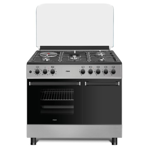 Mika MST9041WEG4SB – Premium 4 Gas Pool Jet Burners (1 Wok) + 1 Rapid Hot Plate 4 Function Oven Silver Body